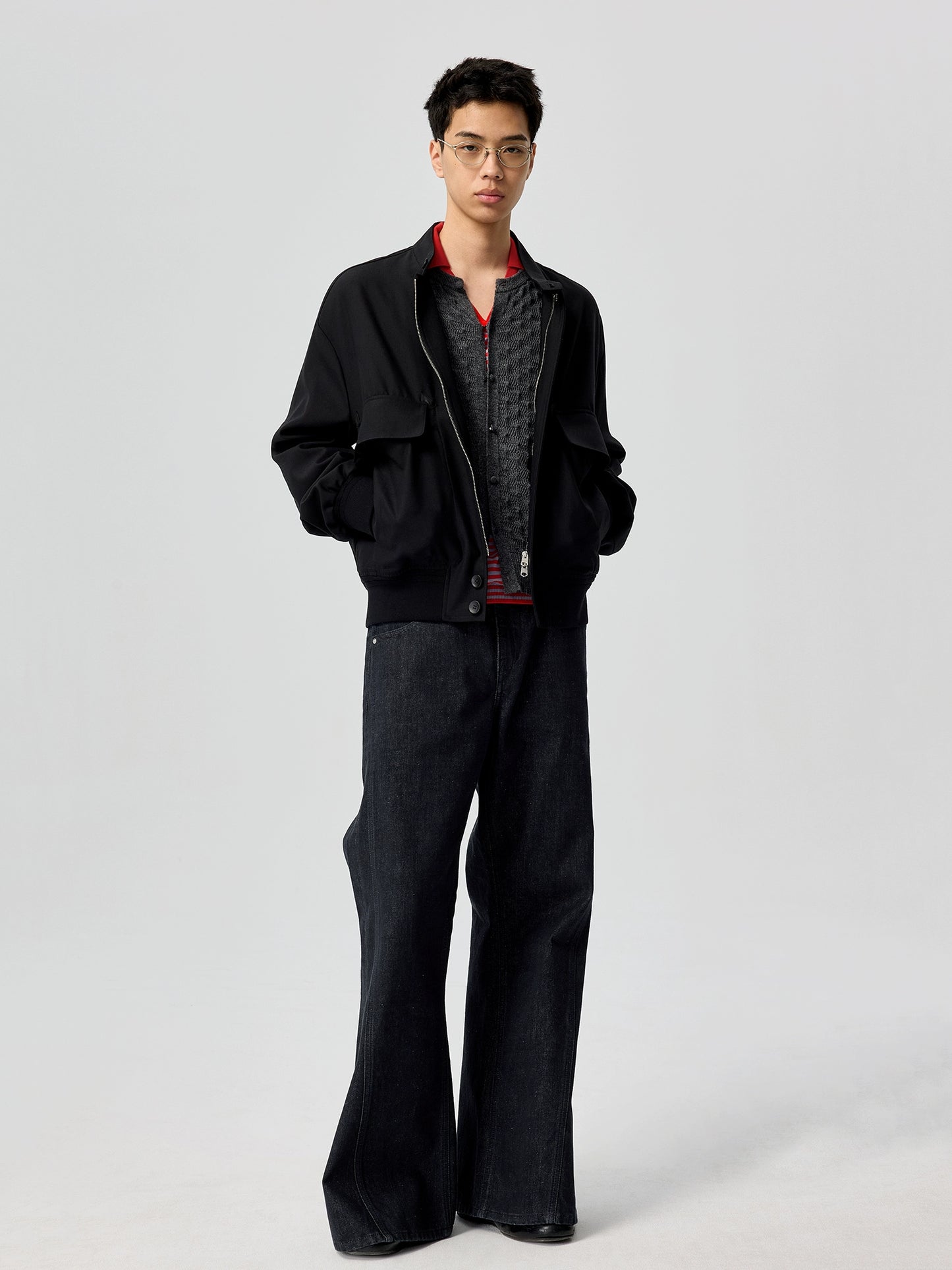 Band collar Wool Jacket