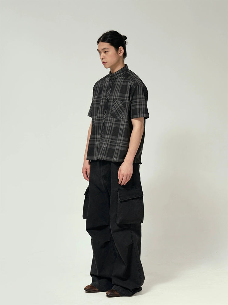 Checked short-sleeve shirt