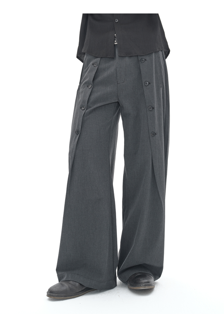 Wide Leg Button Suit Pants