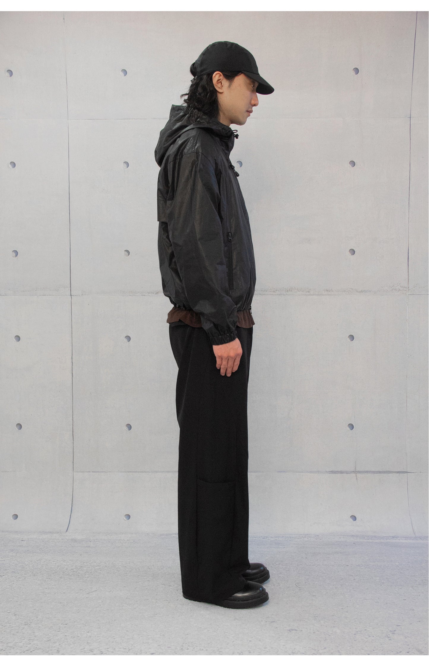Matte coated zip hooded jacket