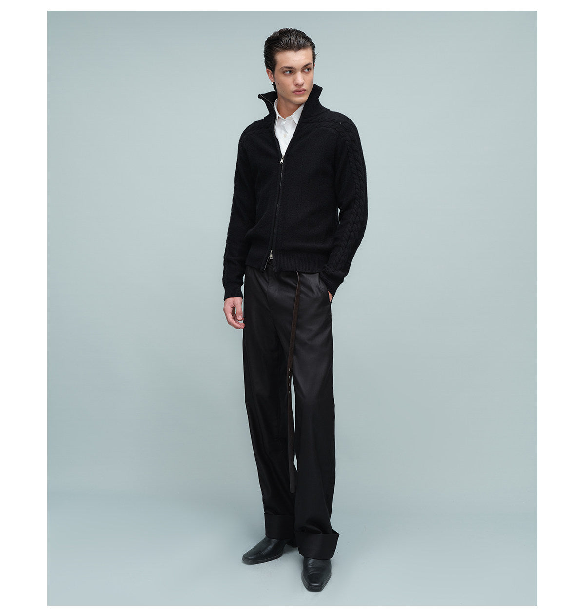 Slim-fit waistless hemmed dress pants