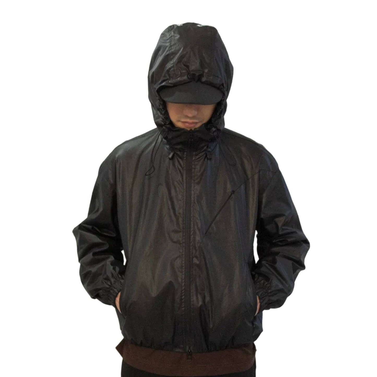 Matte coated zip hooded jacket