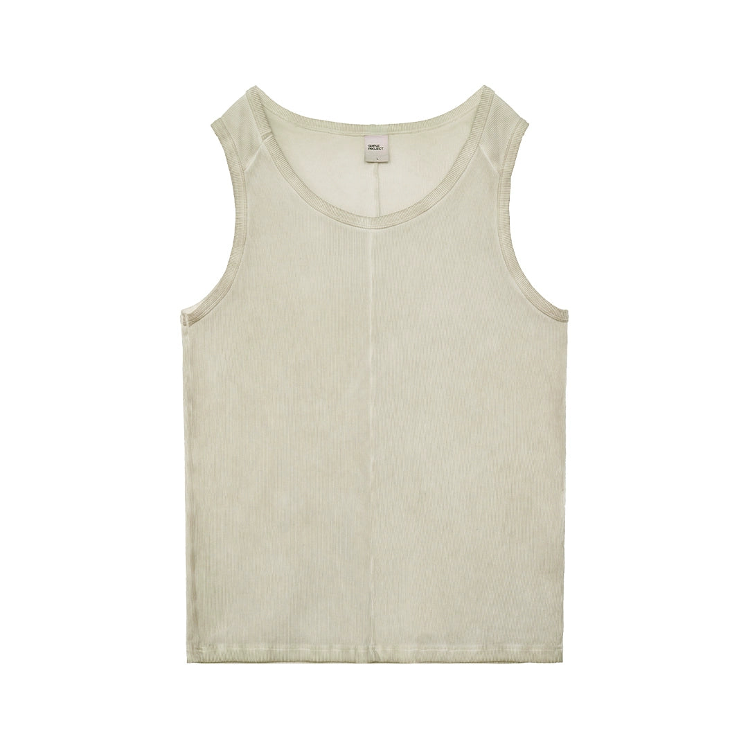 Rib-dye distressed crewneck vest