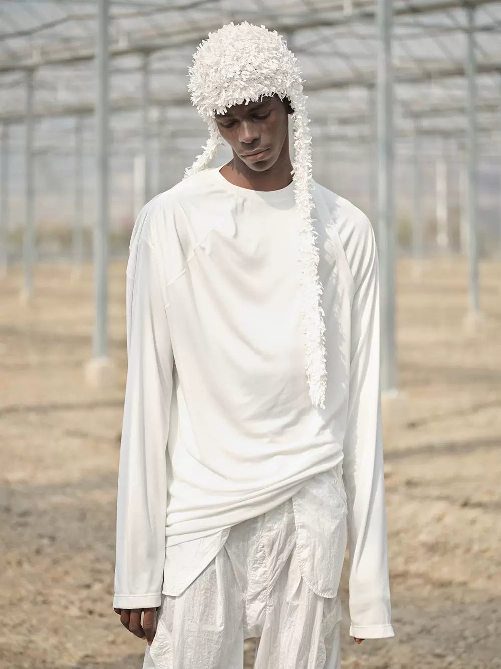 Soft asymmetrical long-sleeve t-shirt