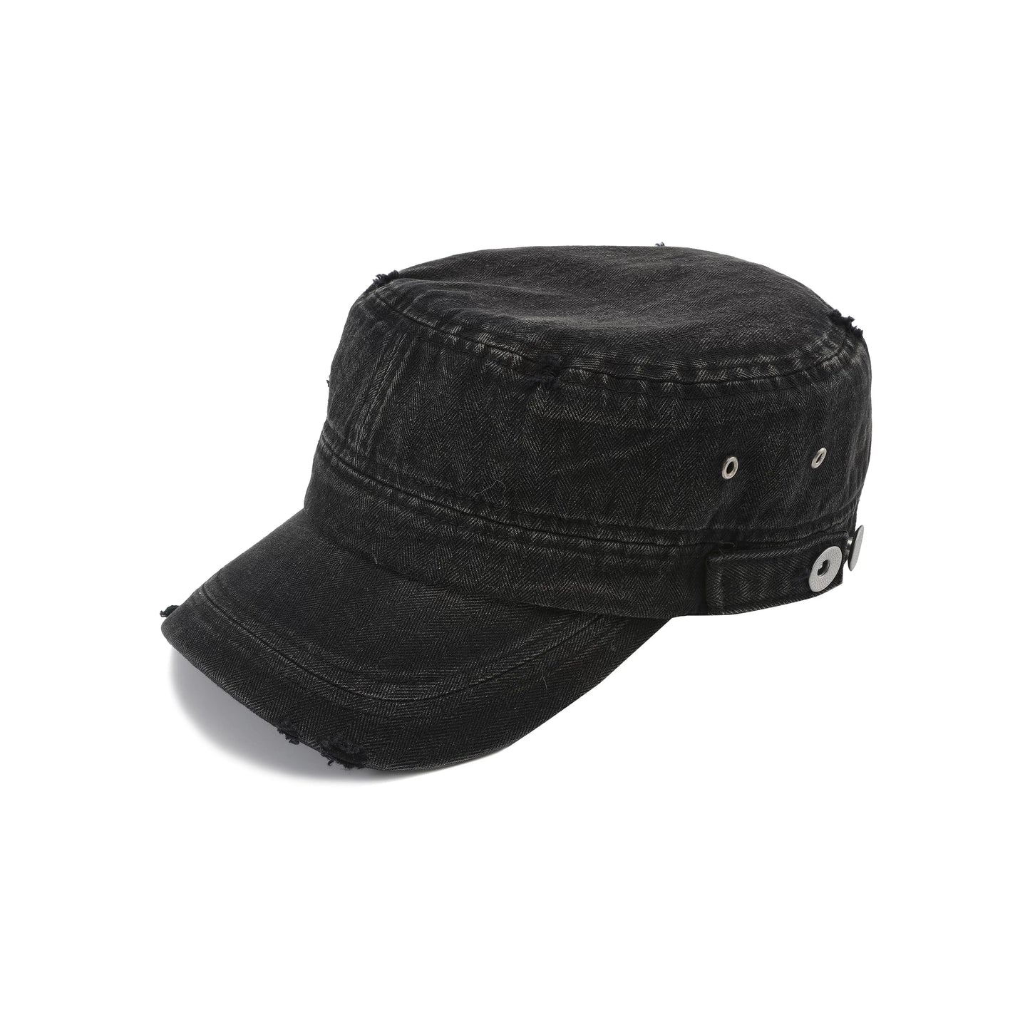 RIVAROS  Distressed Double Herringbone Curved Hat