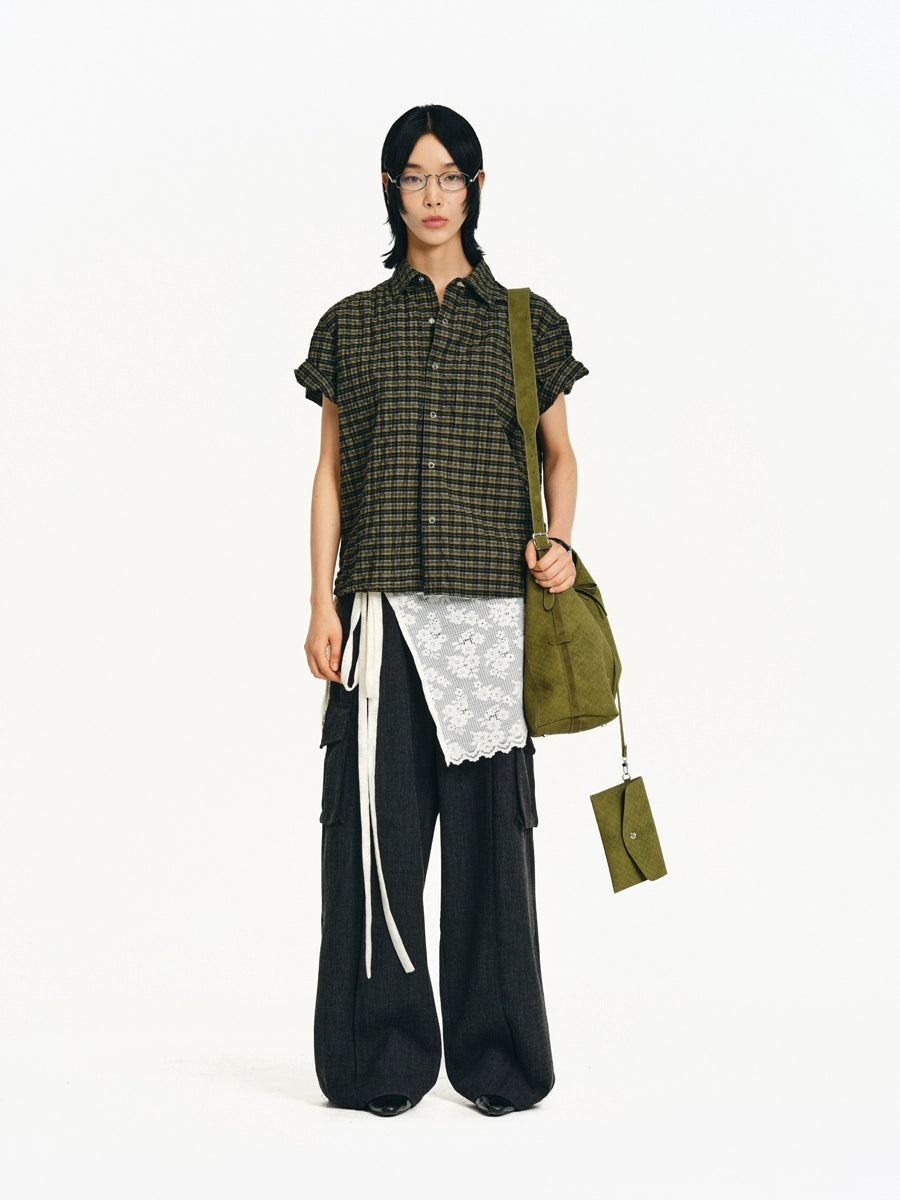 GREEN CHECK SHORT-SLEEVE SHIRT