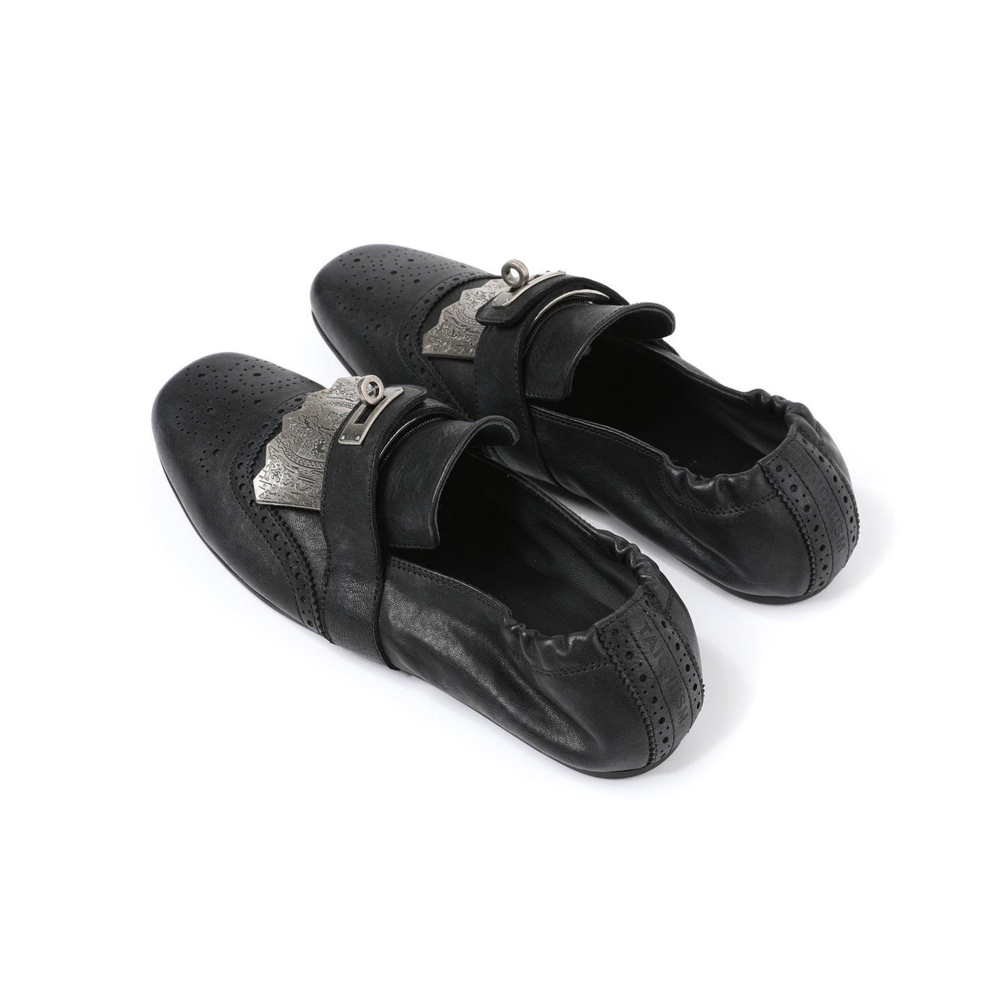 Metal Carved Slip-on Derby