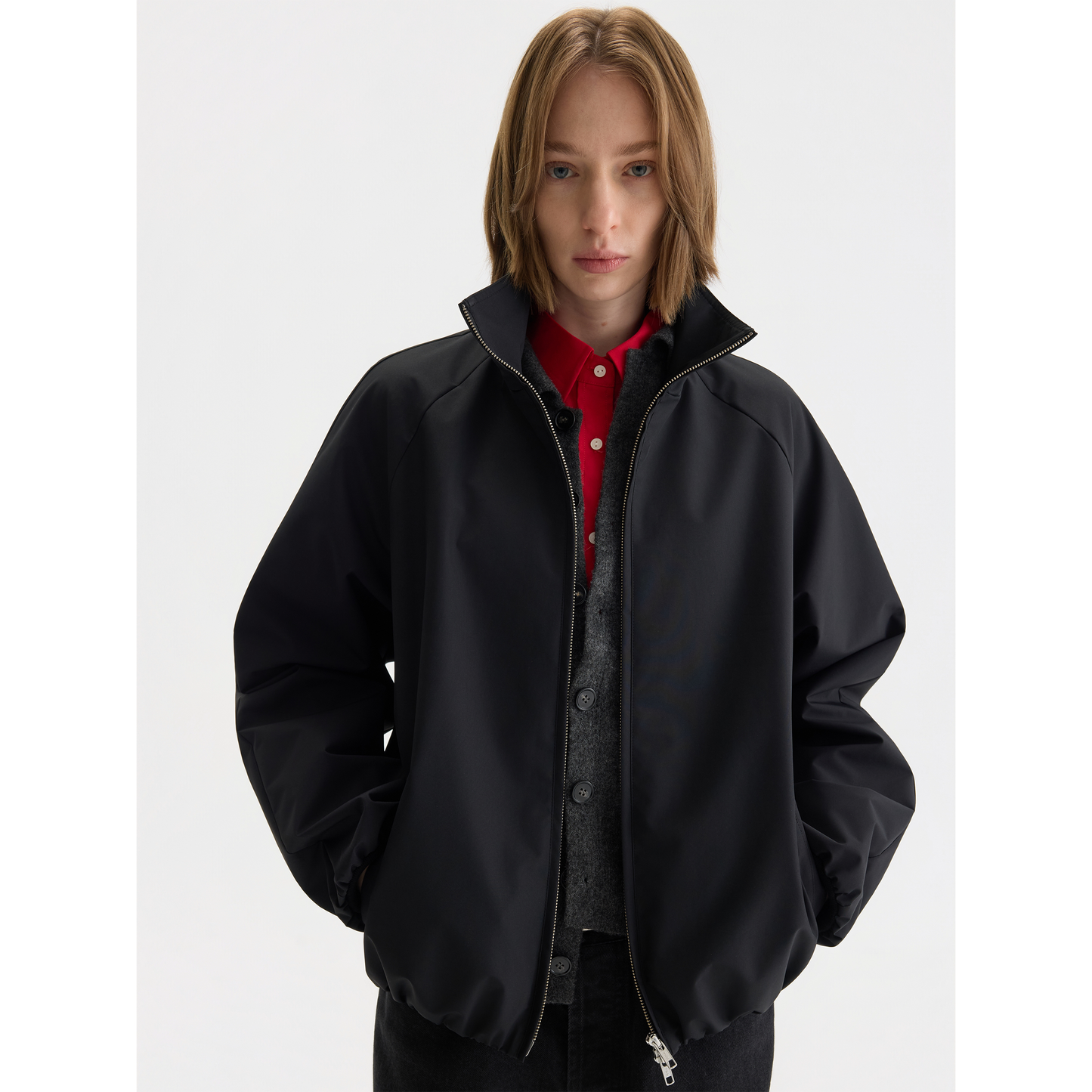 Nylon Stand Collar Balloon Jacket