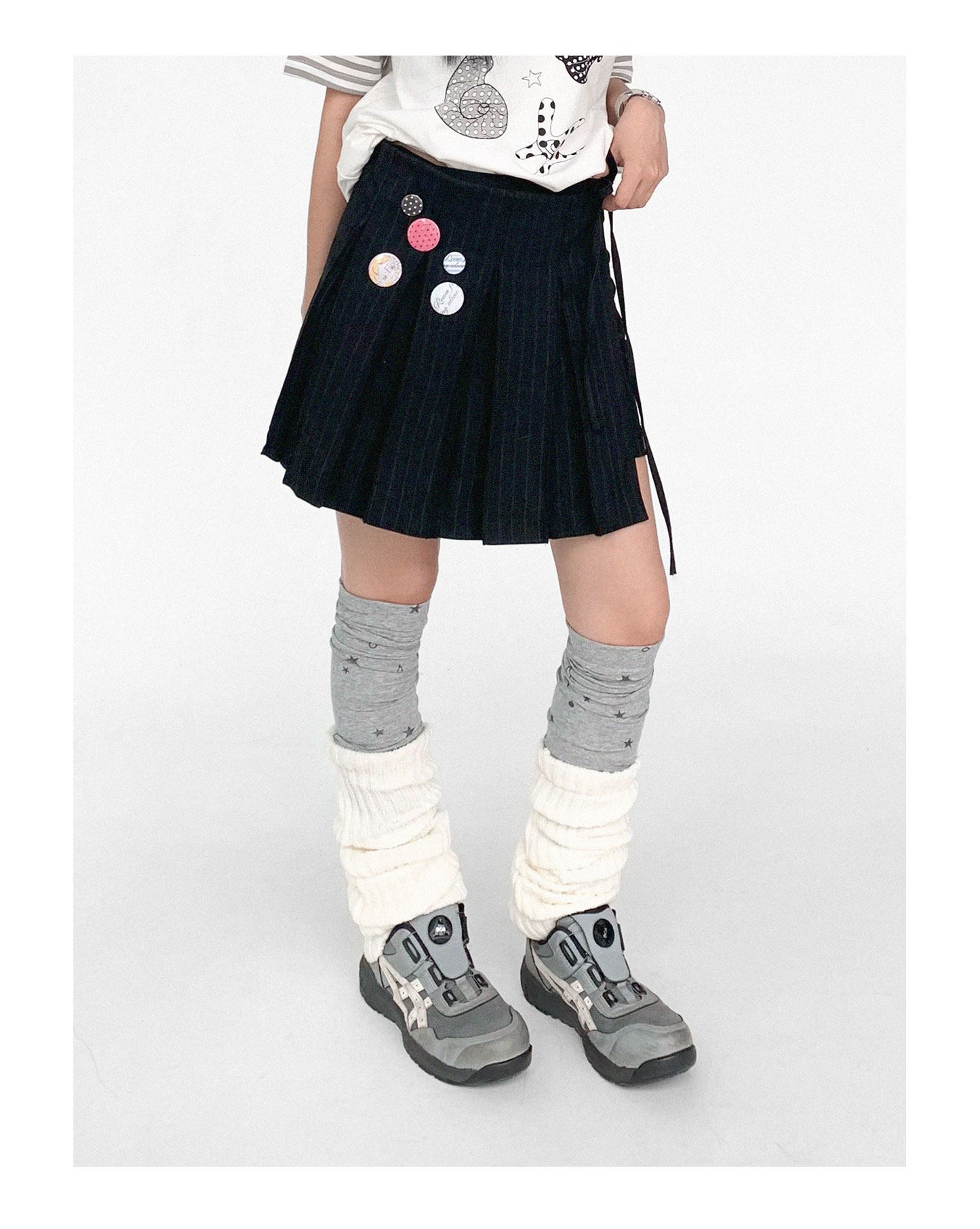 "Tears Star" stretch knit print socks
