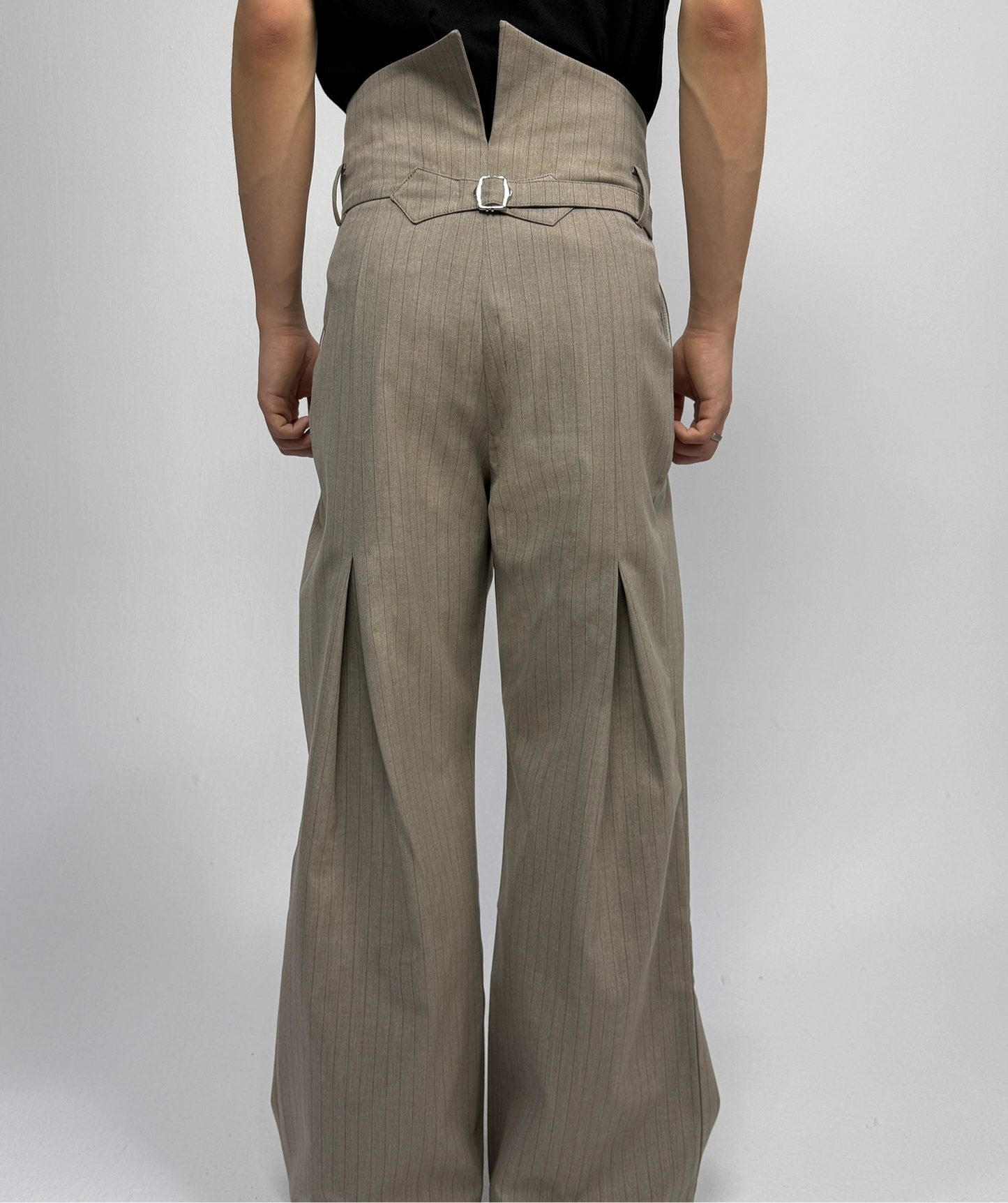 Zen embroidery bootcut Button trousers
