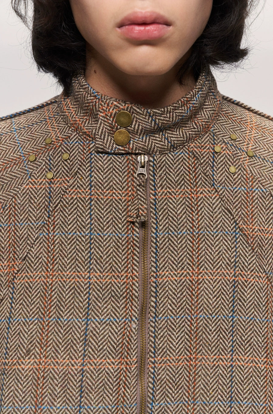 Wool Check Harrington Padded Jacket