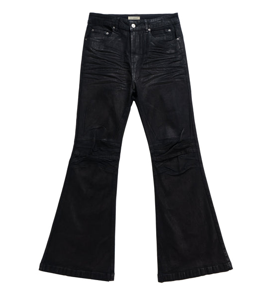 Coated 3D Flare Black Jeans