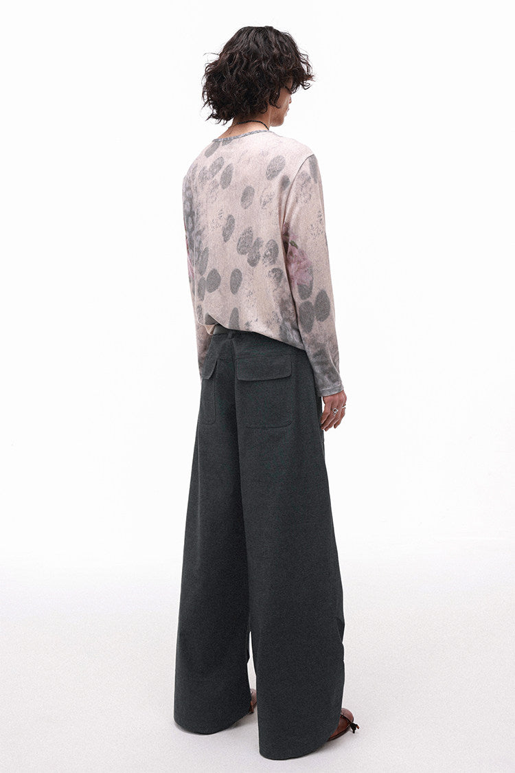 "Grayscale" suit pleated trousers