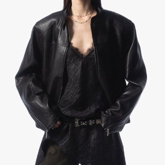 Oversize Panelled PU leather Jacket