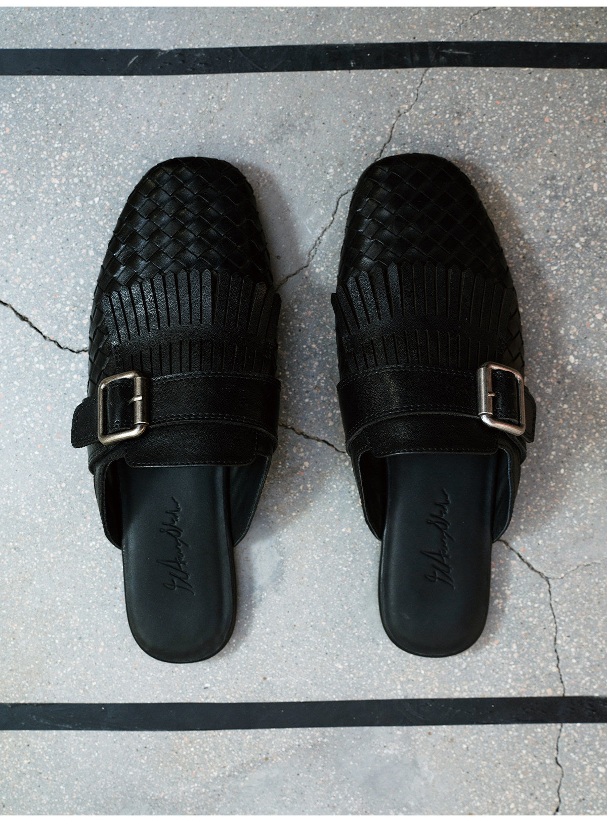 Monk Button Leather Slippers
