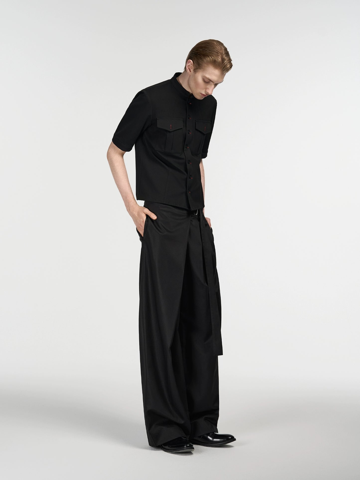 Faux skirt pleated trousers