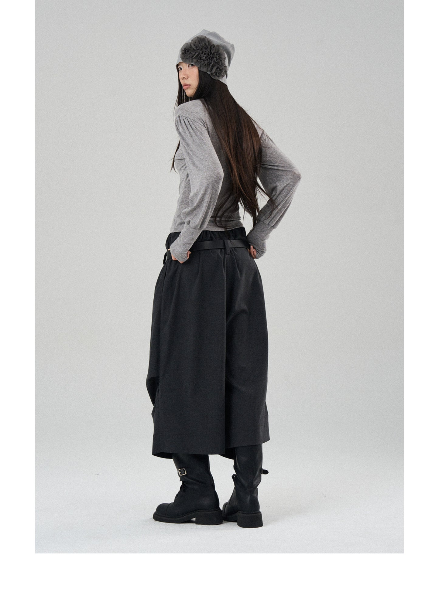 Drape Knee-Pleated Balloon Casual Cropped Pants
