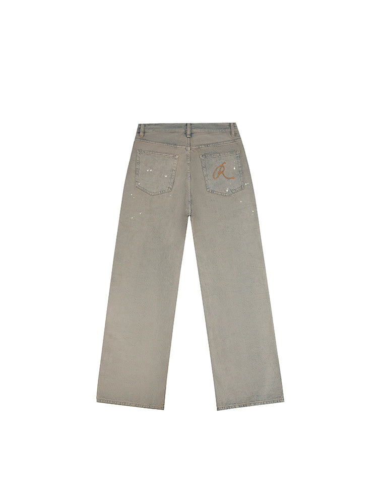 Straight Rip Ripple Destruction Jeans
