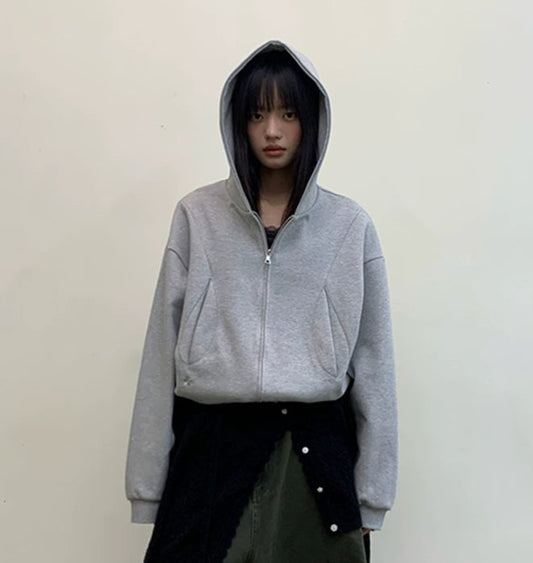 Teardrop Pocket Zip Up Hoodie
