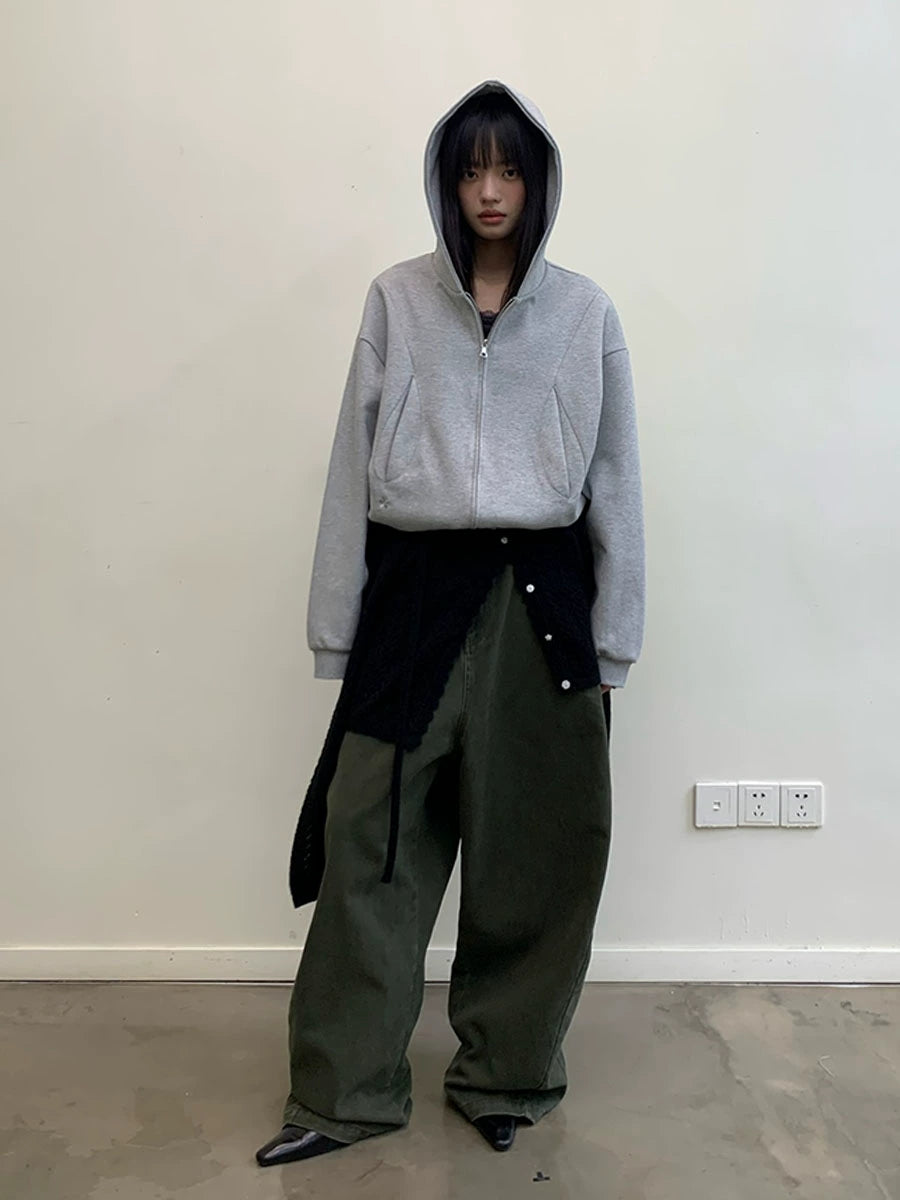 Teardrop Pocket Zip Up Hoodie