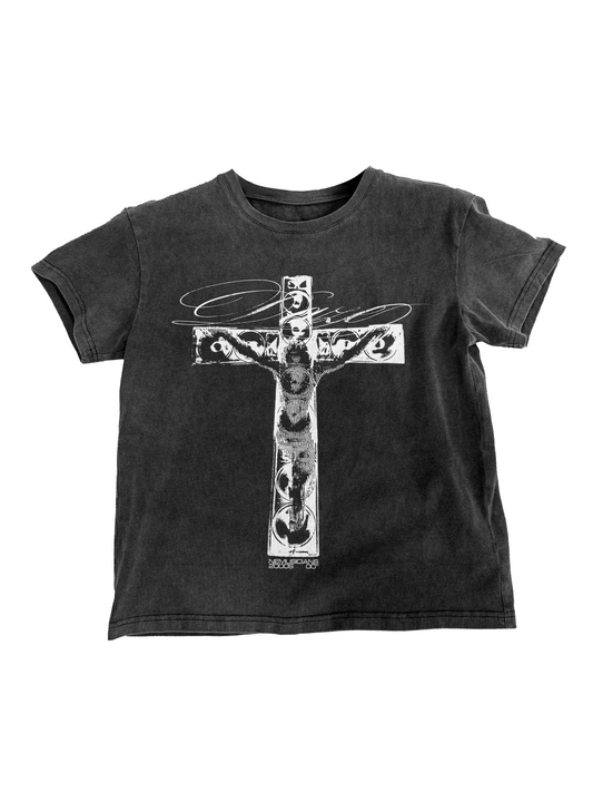 Rhythm Slave cross print short sleeve t-shirts