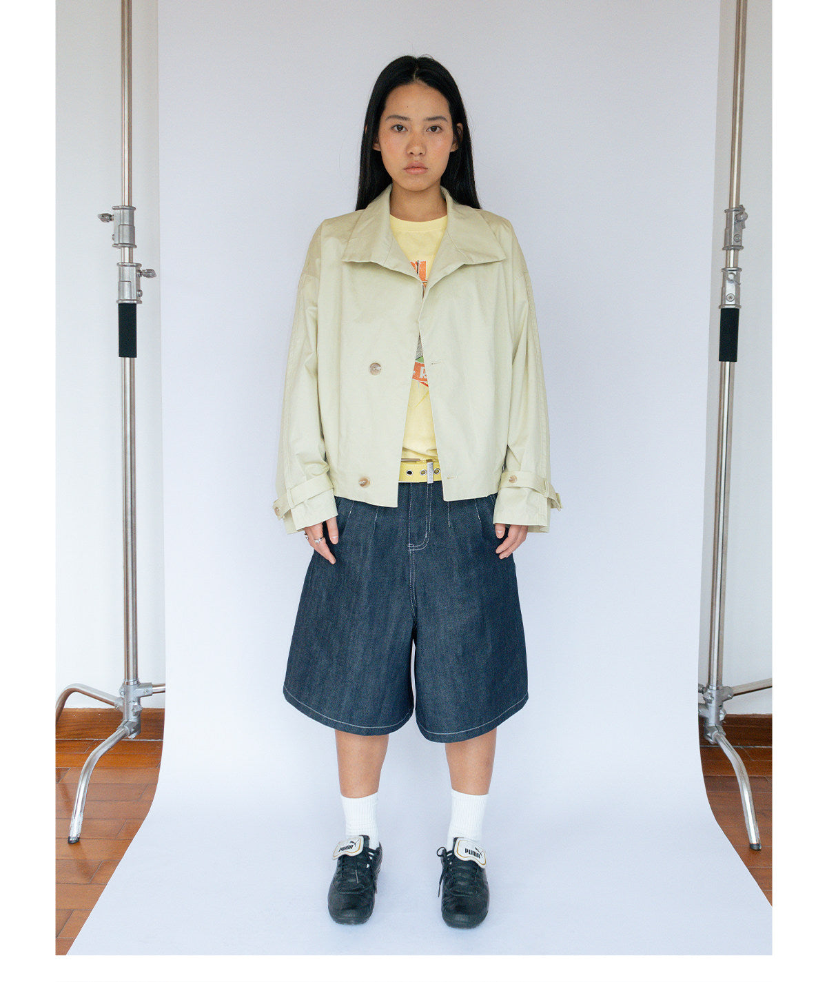 Deconstructed pleated vintager shirt jacket