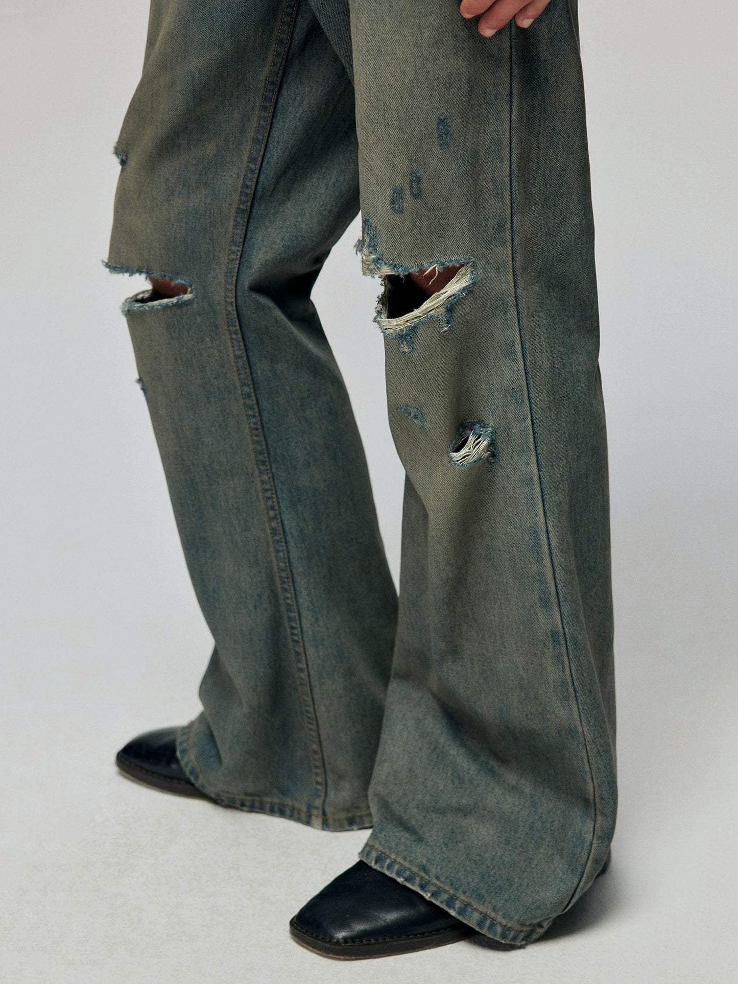 vintage distressed bootcut jeans