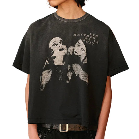 NUNS OF THE NIGHT'S VINTAGE-PRINT SHORT-SLEEVE T-SHIRT