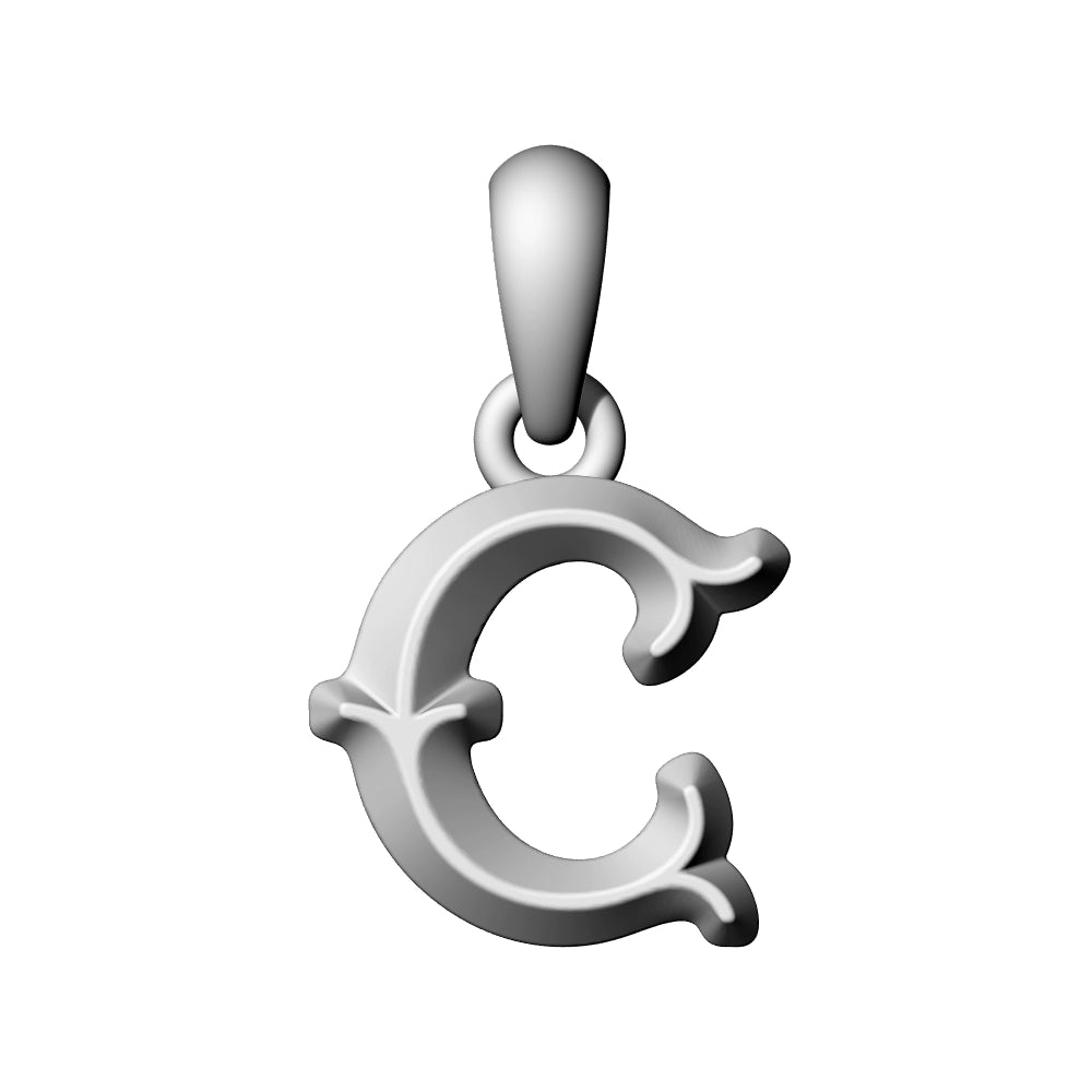 925 Silver Vintage Letter Pendant Necklace