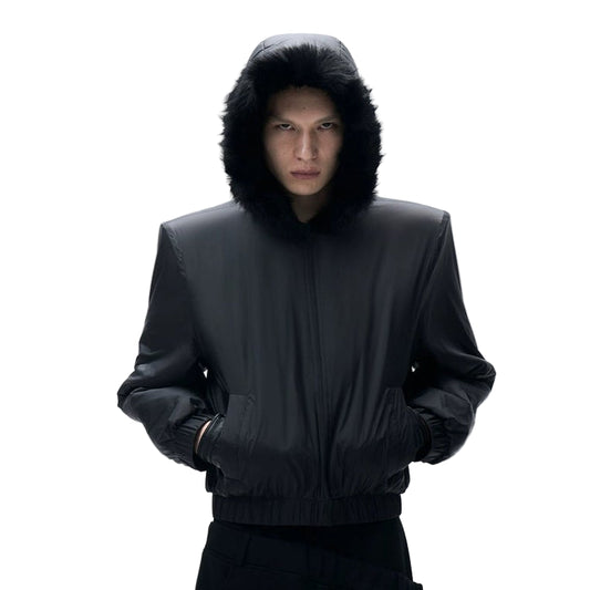 Mountain Carved Fur Collar Cotton Jacket