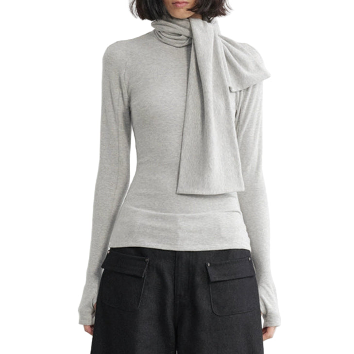 Scarf Neckline Lace-up T-shirt