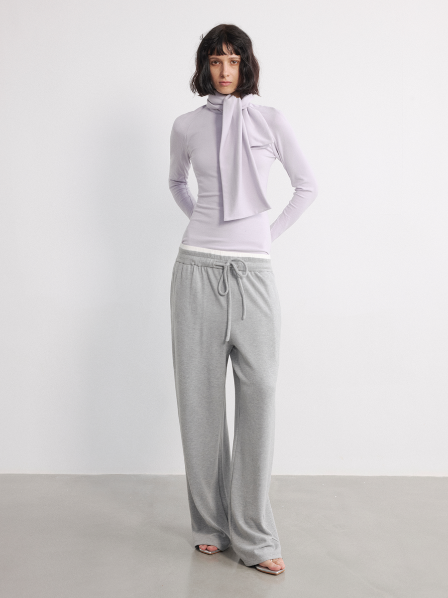 Scarf Neckline Lace-up T-shirt