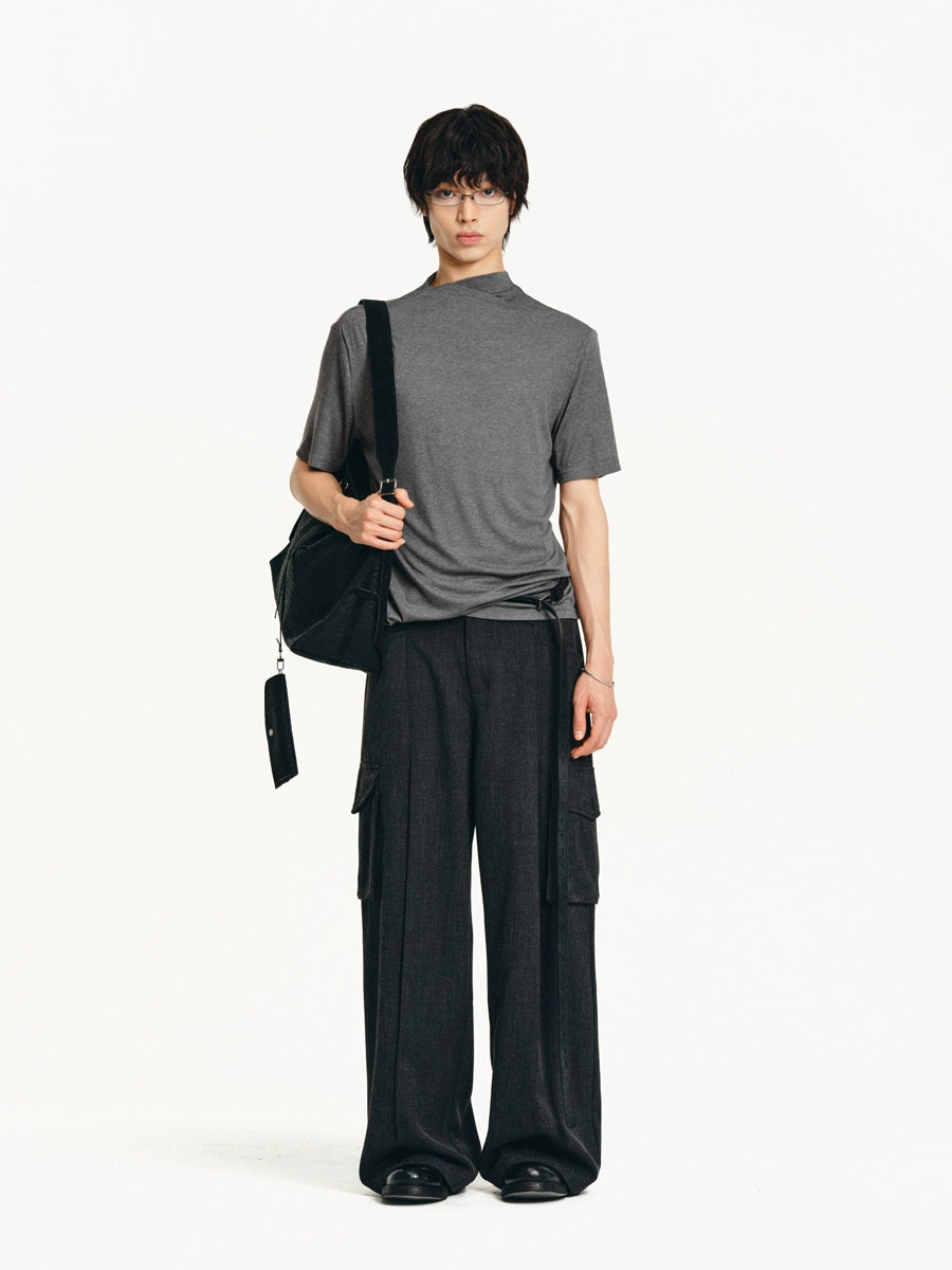 DIAGONAL TURTLENECK SHORT SLEEVE T-SHIRT