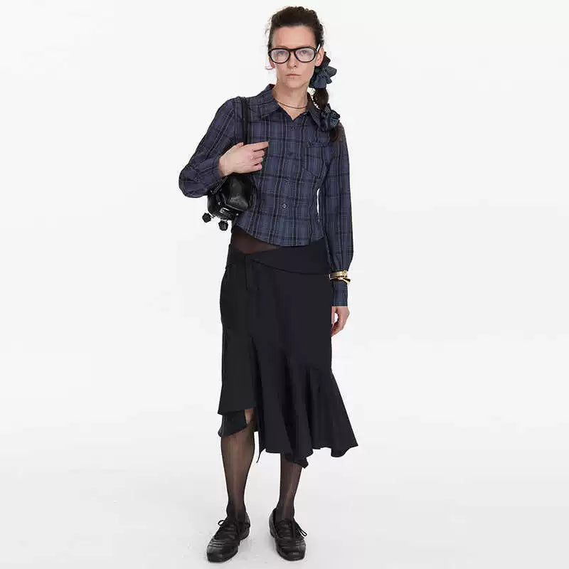 Vintage Check Slim Cropped Shirt