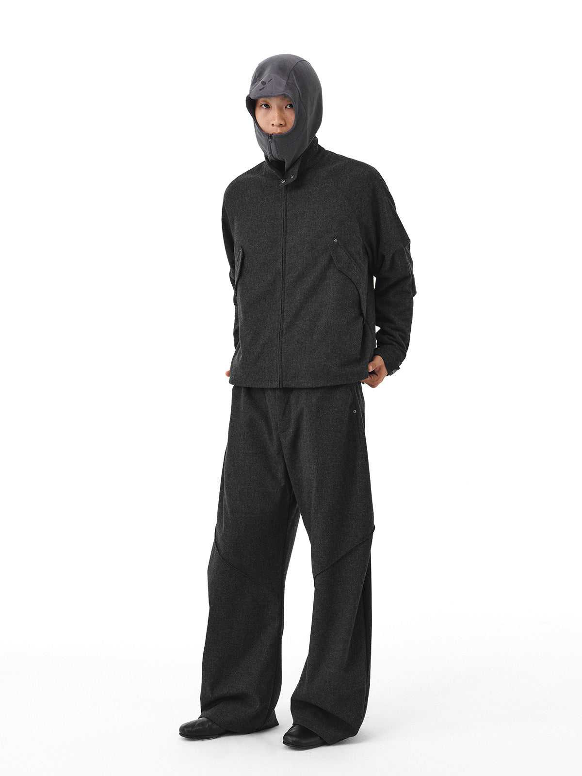 Wool soft high neck jacket