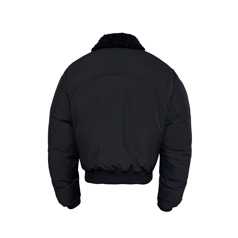 Fur Collar Slip Pocket Buttoned Down Jacket