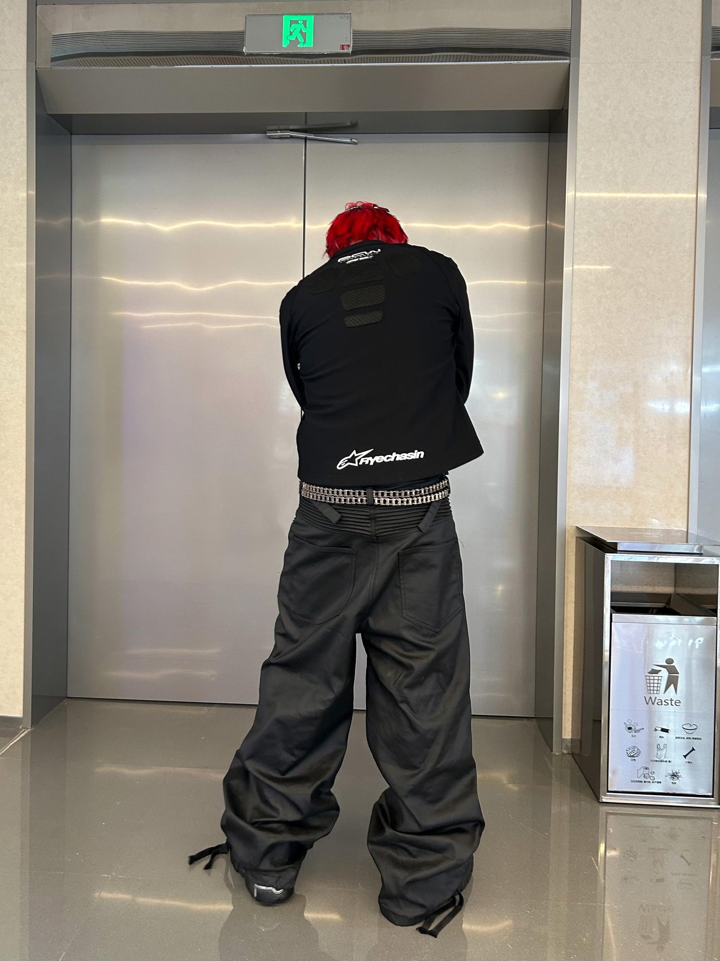 vinyl machine straight leg Baggy racing wax pants