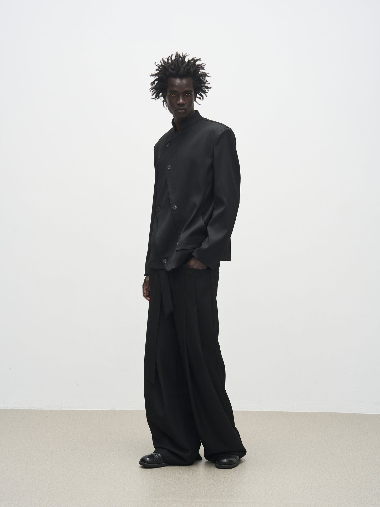 high-rise wrapped wide-leg trousers