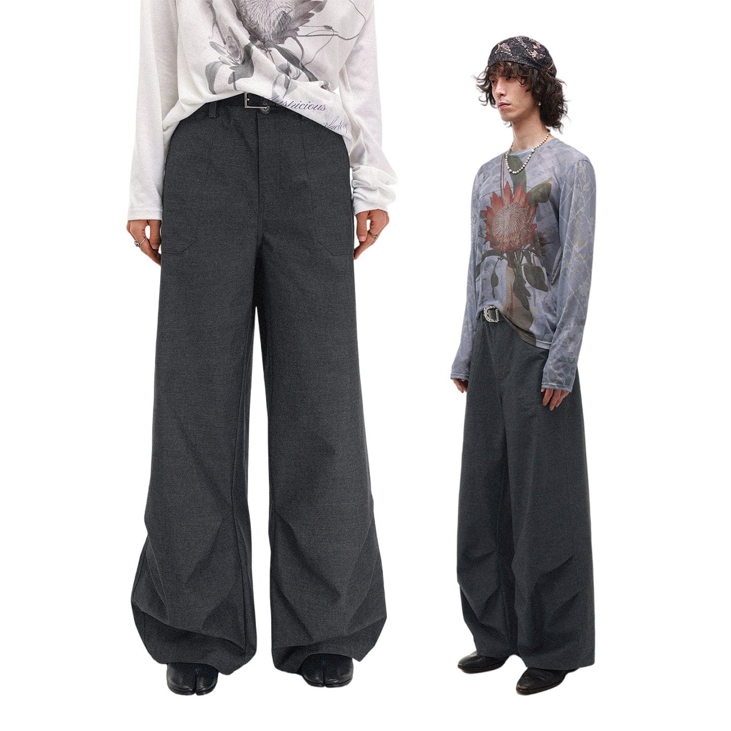 "Grayscale" suit pleated trousers