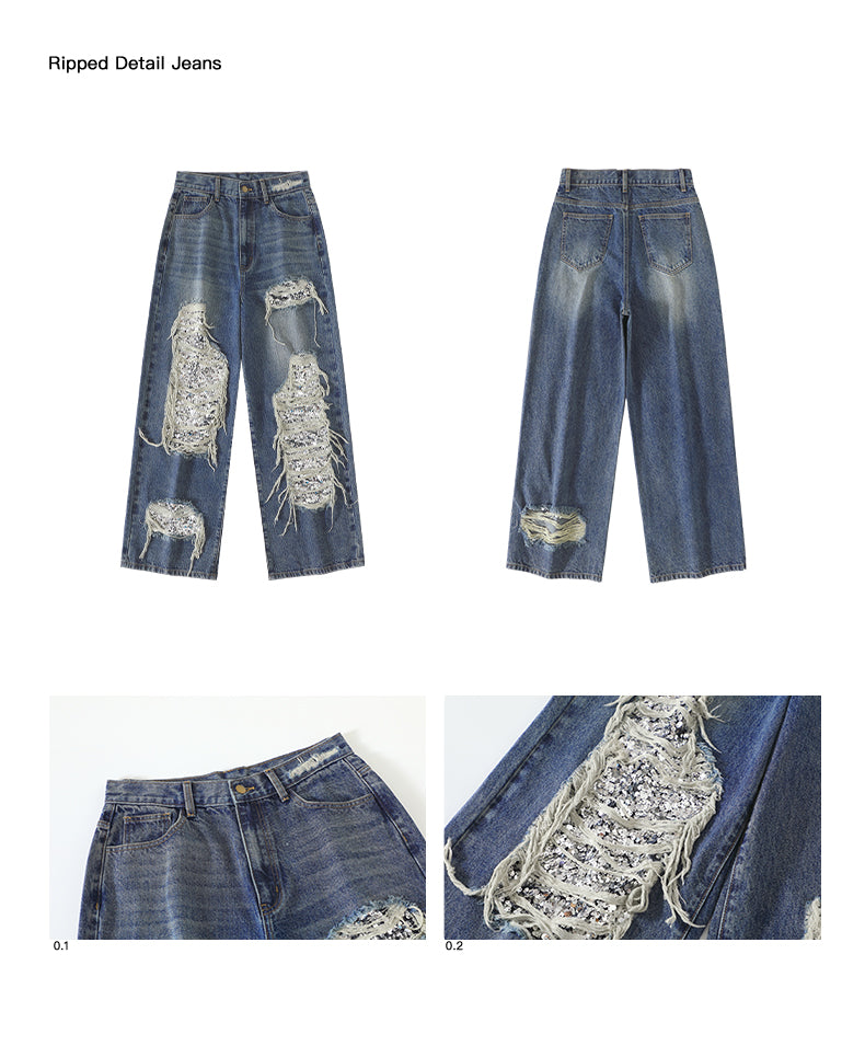 Ripped Primary wash Glitter jeans