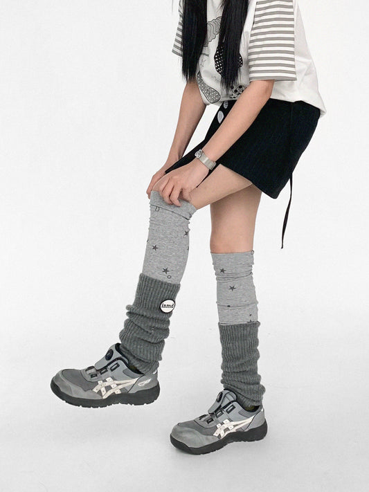 "Tears Star" stretch knit print socks