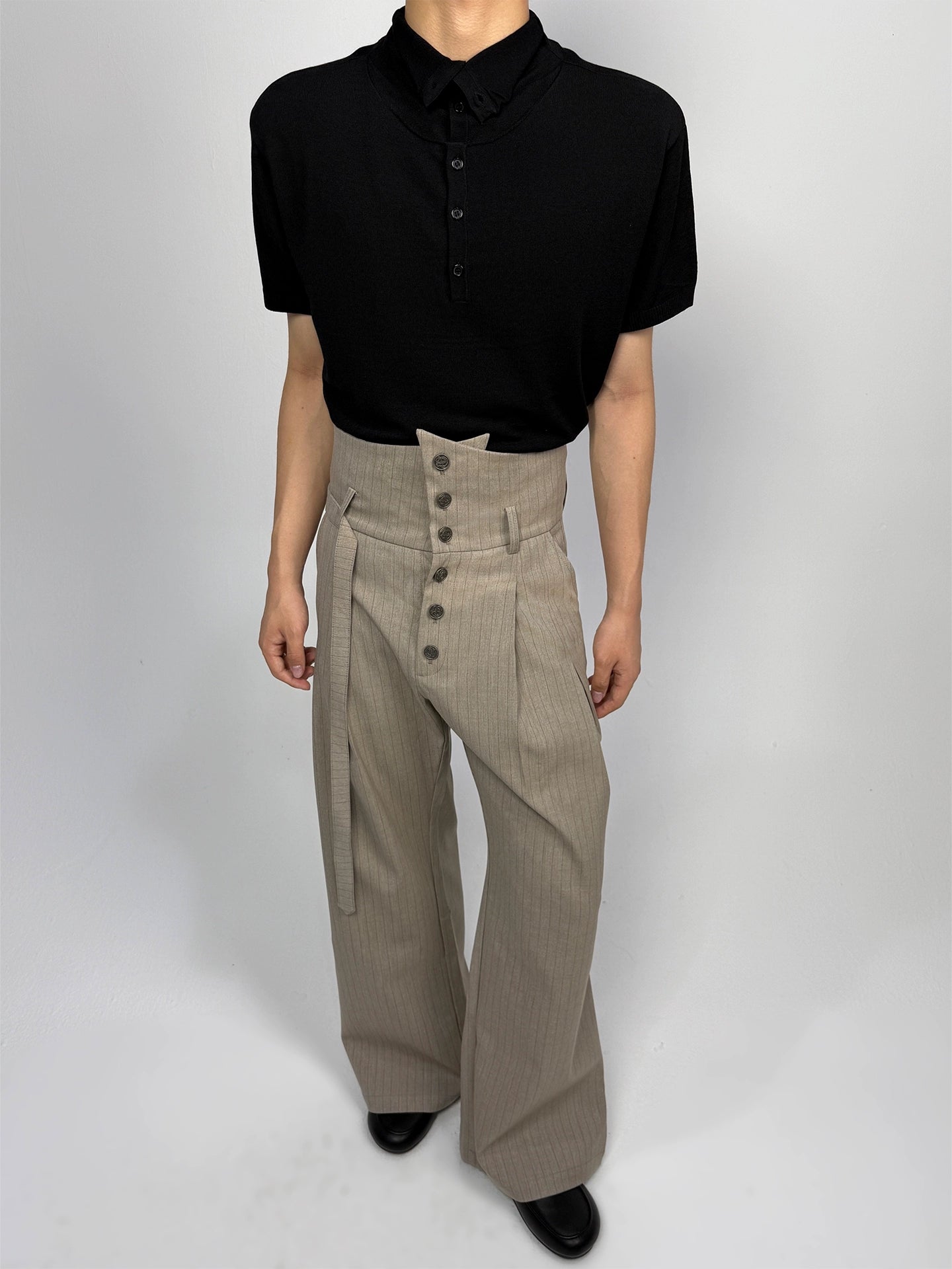 Zen embroidery bootcut Button trousers
