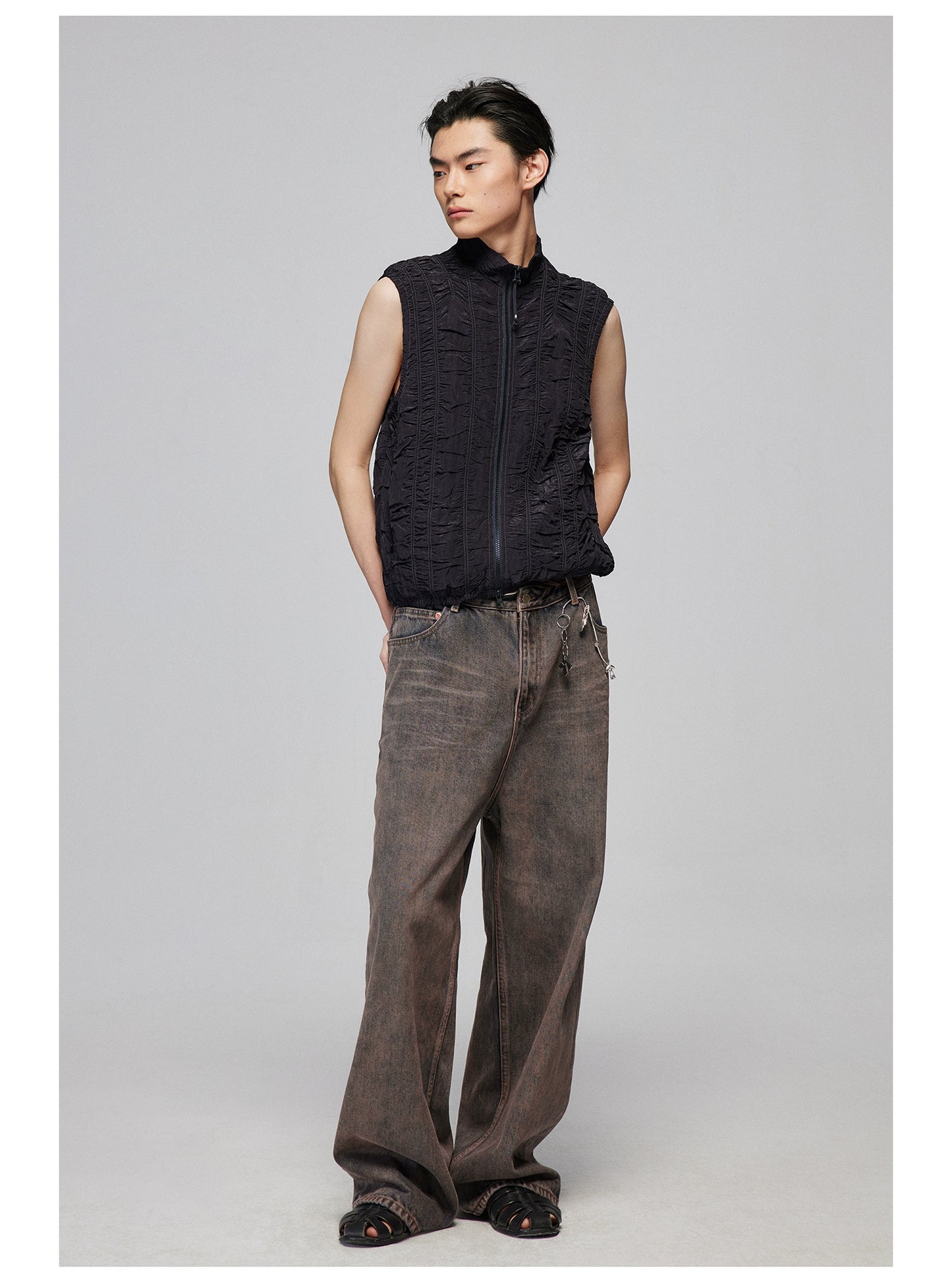 Ruched Zipper Vest