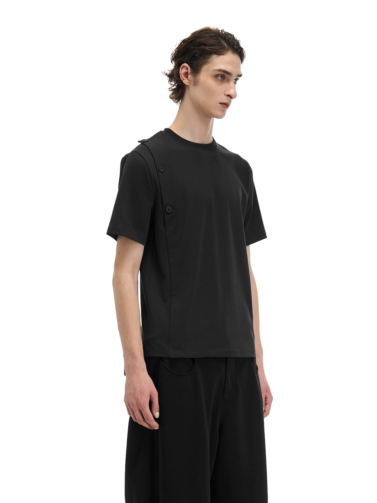 structure fencing collar short sleeve T-shirt