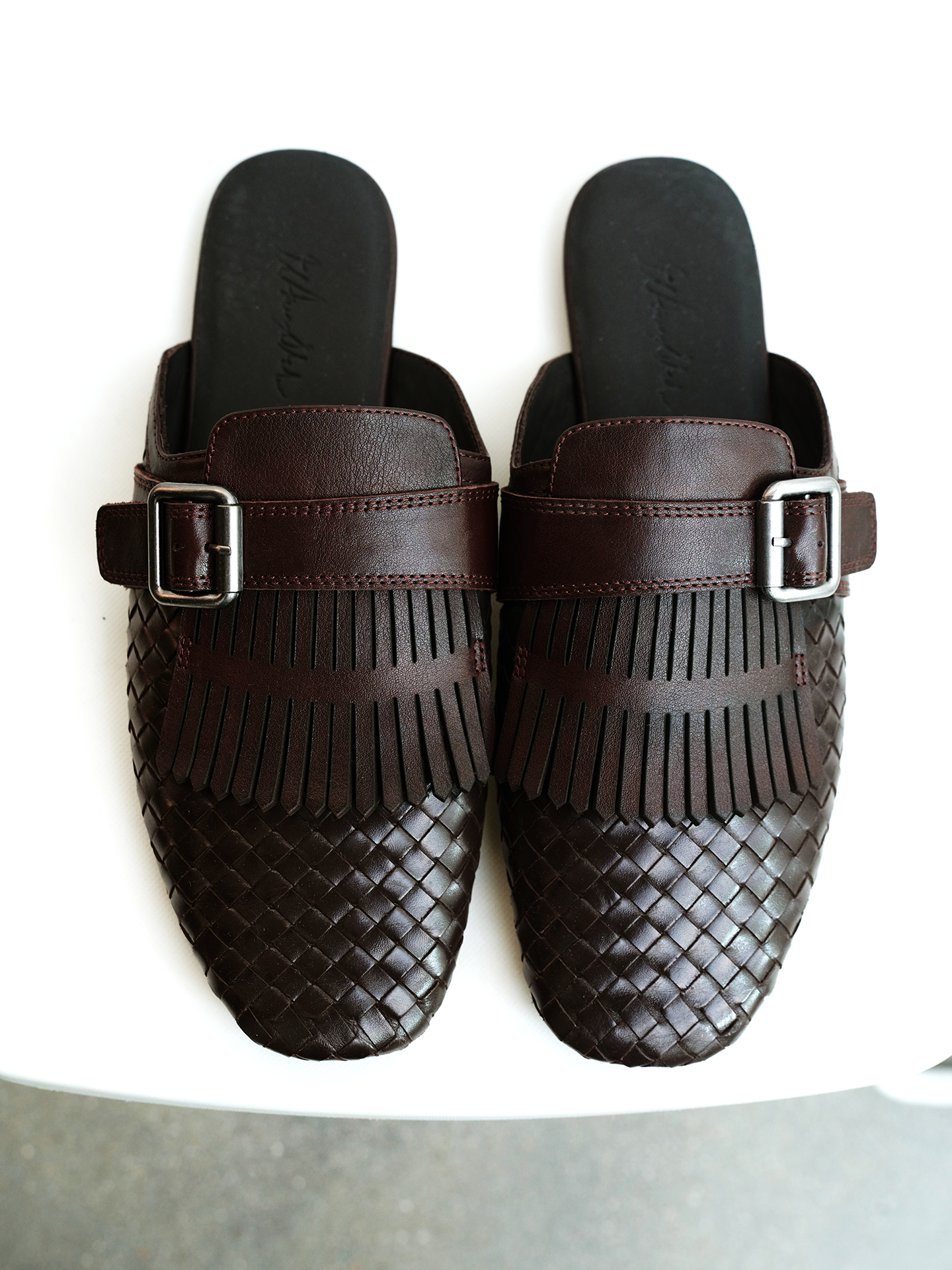 Monk Button Leather Slippers