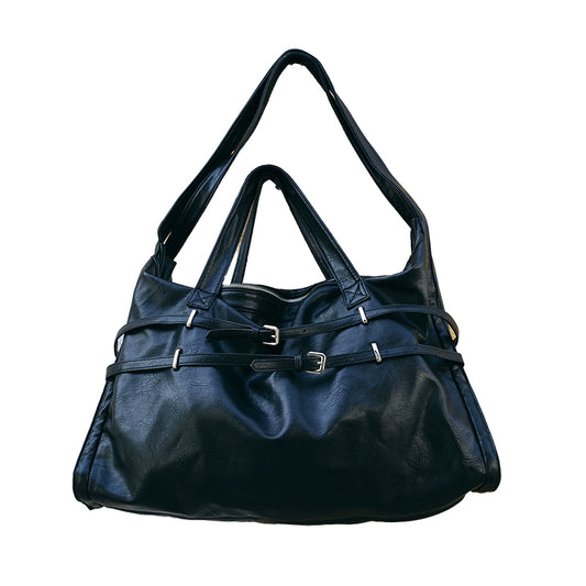 TEXTURED PU LEATHER SHOULDER BAG