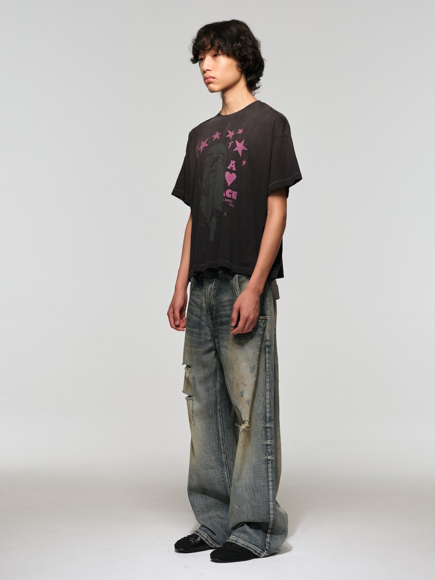 Straight Wash Dirty Ripped Jeans