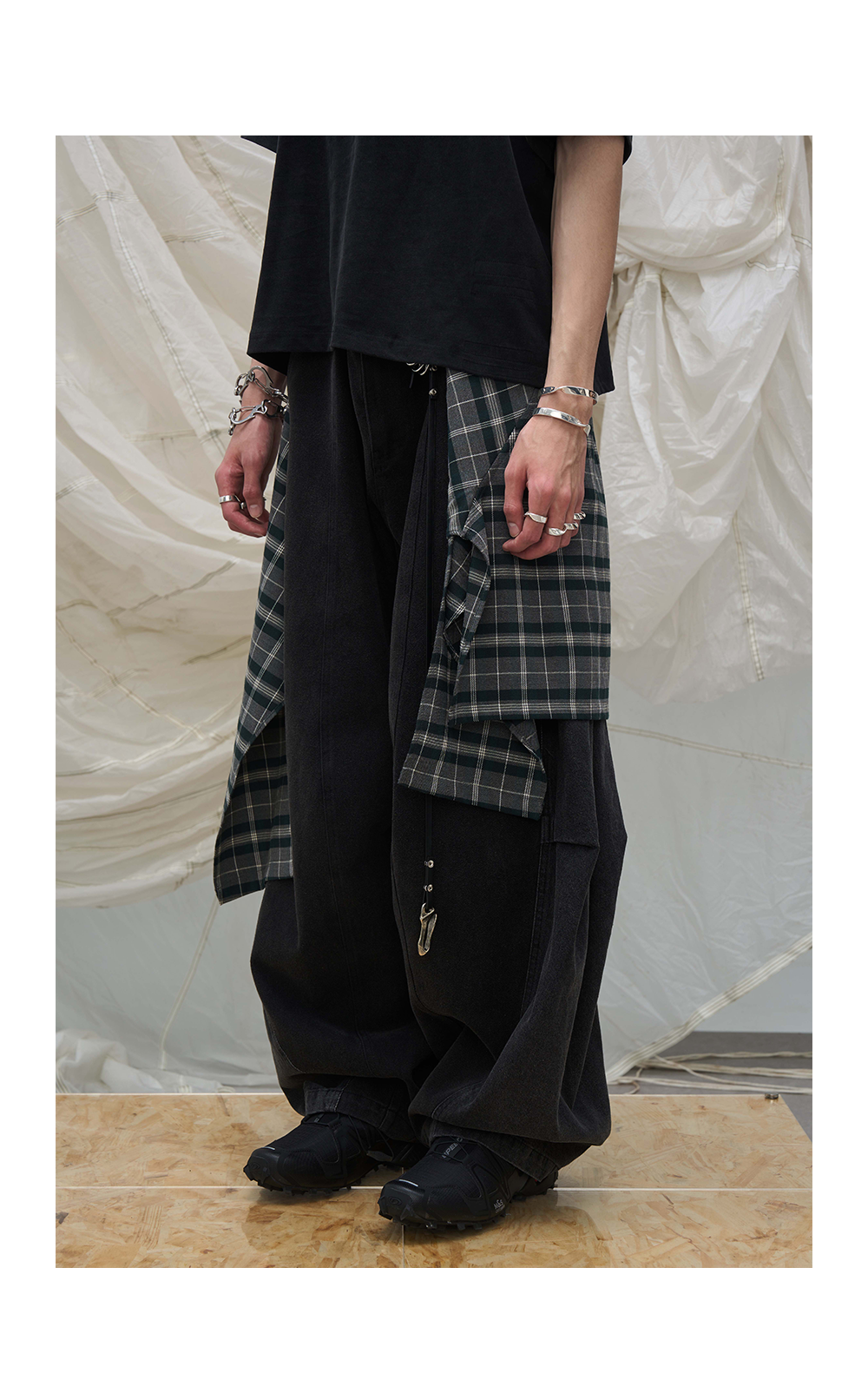 Checked docking Baggy jeans