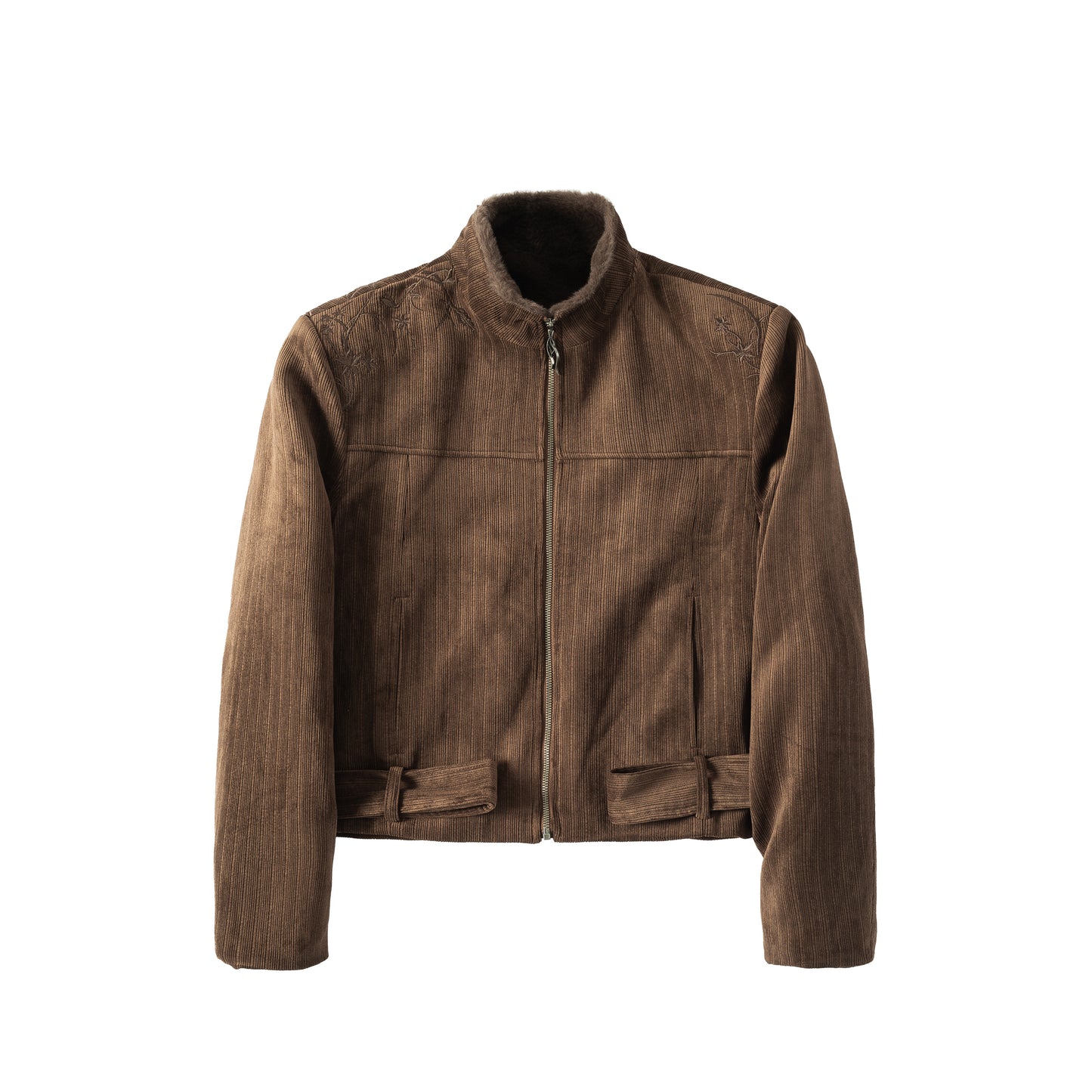 "Po Jing" 3D embroidered corduroy strap jacket