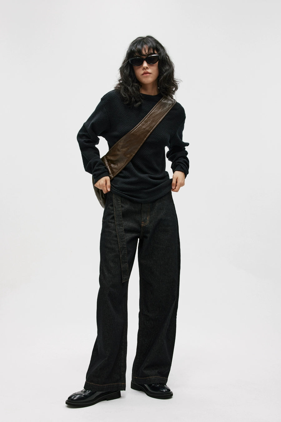 NATURAL TEXTURE LEATHER SHOULDER BAG